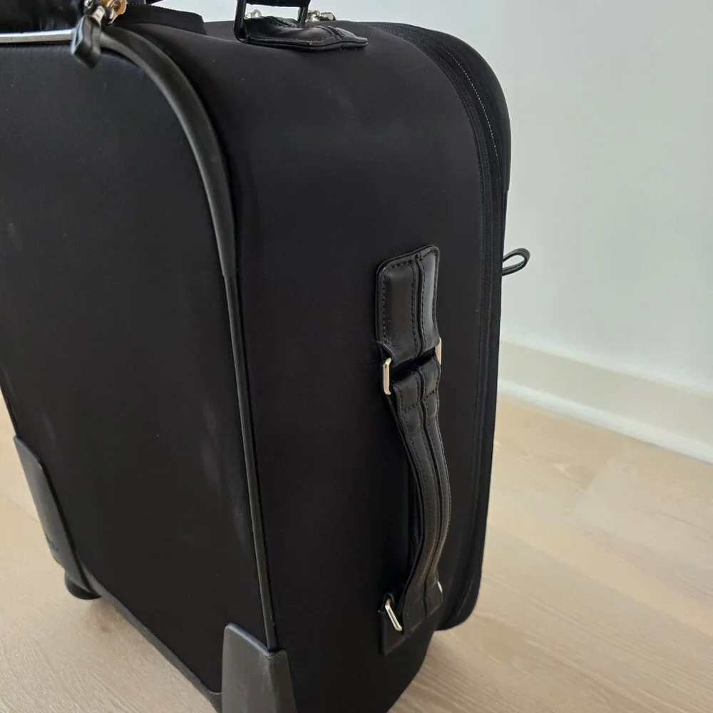 Tumi Avignon International Carry-On Luggage in Black Nylon and Silver Hardware